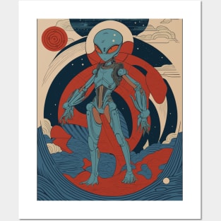 Alien (Japanese Ukiyo-e Woodblock Print) Posters and Art